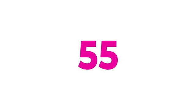 1 minute timer countdown animation from 60 to 0 seconds on white background, Digital countdown clock timer in 1 mint to 0 mint, 1 mint countdown timer clock animation