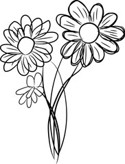 A vector illustration showcases a white daisy, a floral design element perfect for spring and nature-themed art