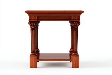 Elegant dark wood end table with ornate column details.  A classic piece for any home.