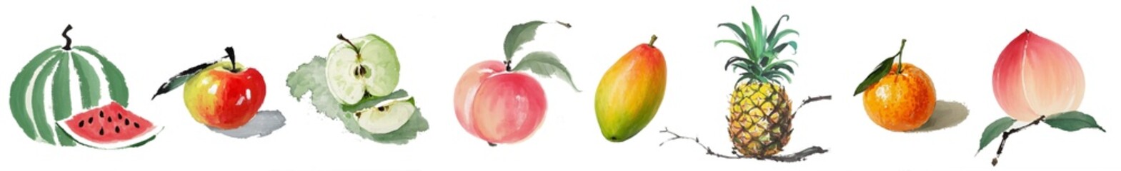 summer fruits water-colour