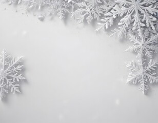 Obraz premium Elegant snowflake border, large & small flakes on snowy white Festive, refined Christmas design , crystal, border, background