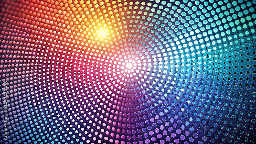 Poster abstract colorful geometric background with gradient of bright circular dots and lights