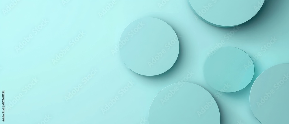 Aufkleber minimalist light blue background with geometric circle shapes and soft shadows for modern design and