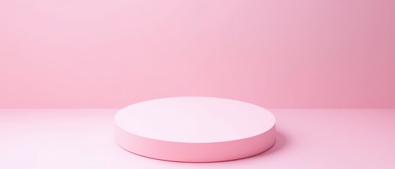 Minimalist pink podium stage for product display, cosmetic showcase, or presentation background in studio Concept of beauty, fashion, and advertising