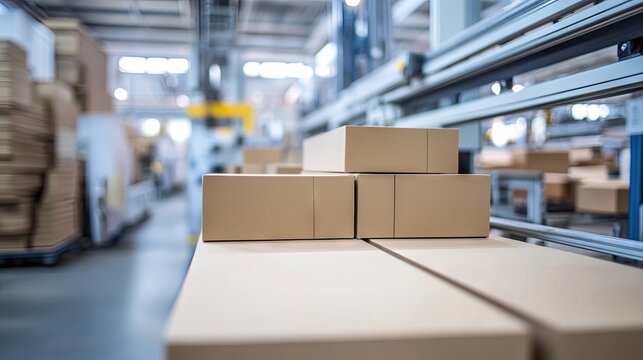 Interior of a modern factory specializing in paper-based protective packaging production