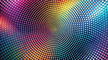 Colorful abstract background of concentric circles forming a spiraling rainbow pattern