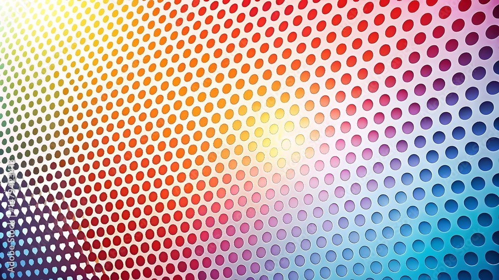 Poster colorful abstract background with gradient rainbow pattern and perforated holes arrangement