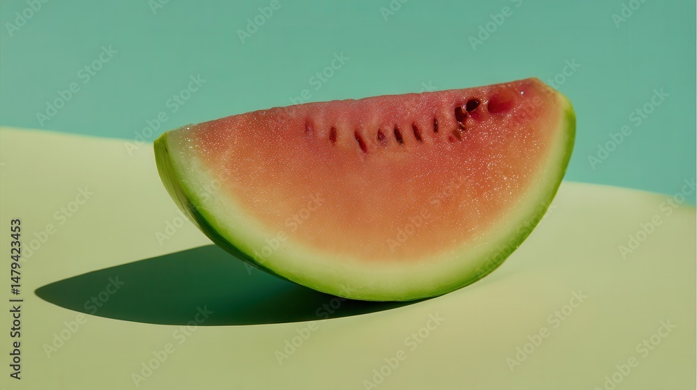 Poster close-up view of a refreshing watermelon slice.