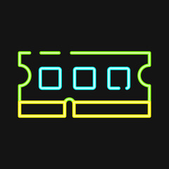 Icon ram. Computer components elements. Icon in neon style.