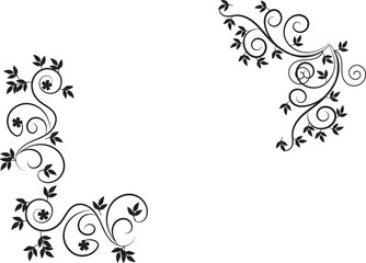 Abstract floral vector design with ornate flower frame and leaf pattern border