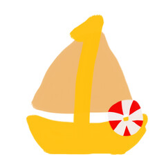 数字の1が隠れたヨットのイラスト（JPEG/PNG)