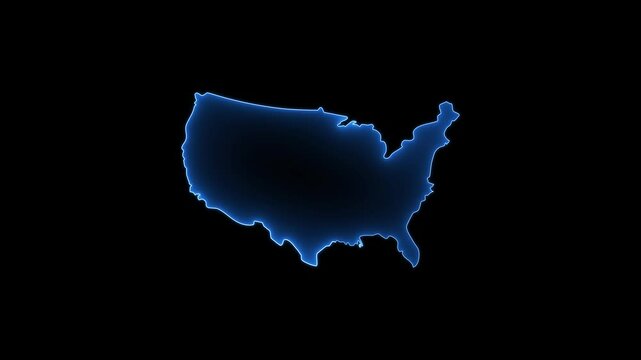United States with a fill from the flag against the backdrop of moving financial and economic graphs and charts against the backdrop of a world map. United States of America map animation. USA map