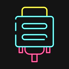 Icon vga. Computer components elements. Icon in neon style.