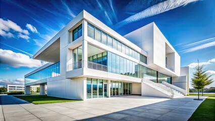 Modern Minimalist White Architecture: Clean Lines, Geometric Design, Contemporary Building Exterior
