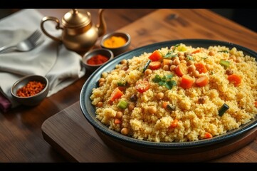 Moroccan Couscous Garnished Plate