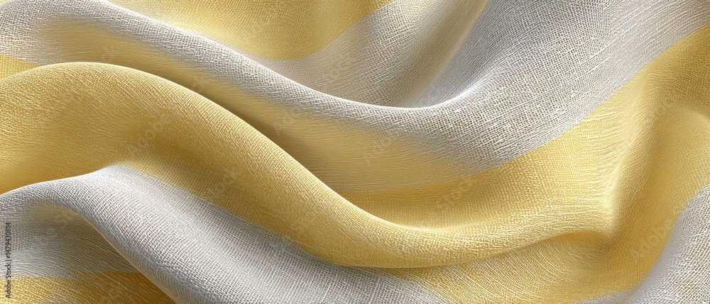 Poster abstract yellow and gray striped fabric with soft folds, creating a textured textile background for 