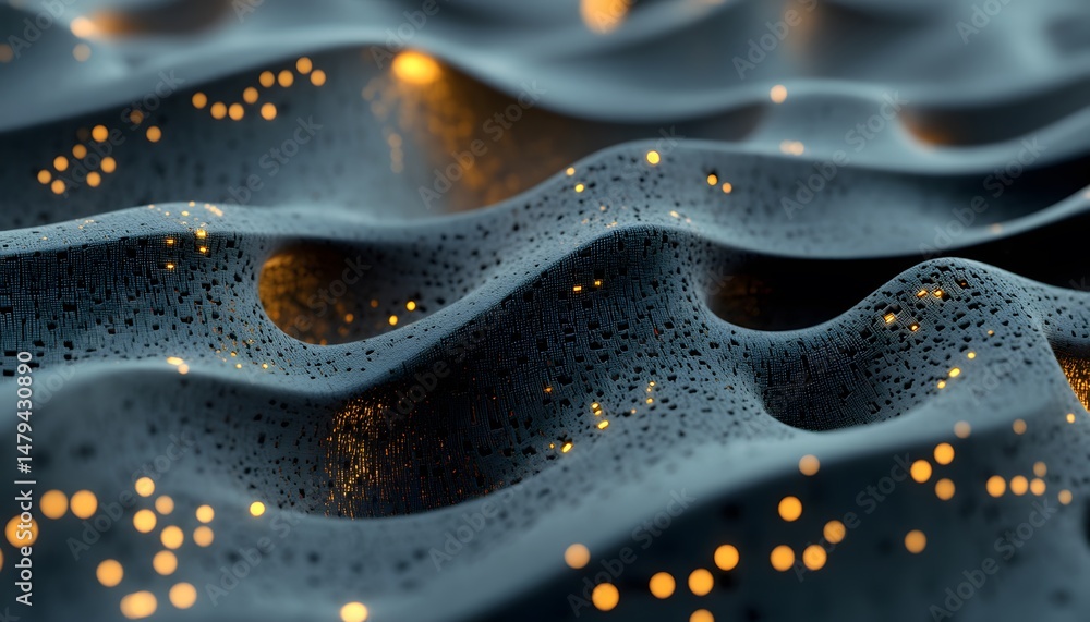 Aufkleber abstract digital surface with glowing particles.