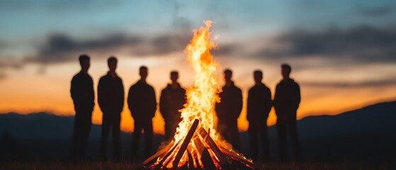 Graduation celebrations, party, outdoor bonfire celebration