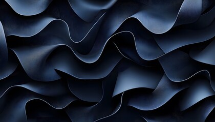 Fototapeta premium Abstract dark blue wavy layered design background.