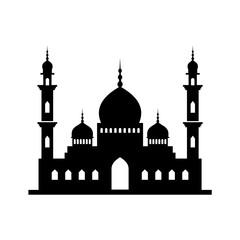 Mosque building silhouette illustration white background