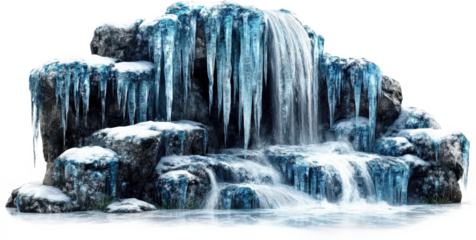 Frozen Waterfall Cascading Over Icy Rocks