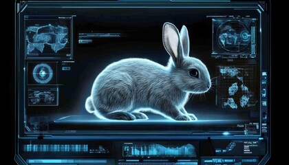 Holographic Rabbit Projection Futuristic Technology, Innovation, and Digital Transformation