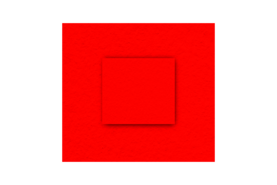 Red square made from paper cut into squares on a transparent background.