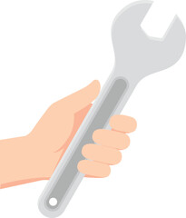 스패너를 잡고 있는 손의 모습