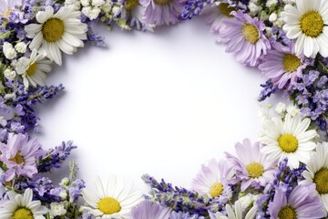 Floral wreath border arrangement on a plain background.