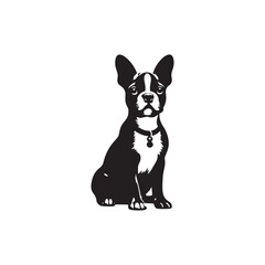 Boston Terrier Dog Silhouette – A charming and energetic canine outline, perfect for digital art, merchandise, T-shirts, dog breed designs, and pet-themed creative projects.
