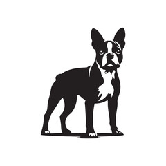 Boston Terrier Dog Silhouette – A charming and energetic canine outline, perfect for digital art, merchandise, T-shirts, dog breed designs, and pet-themed creative projects.
