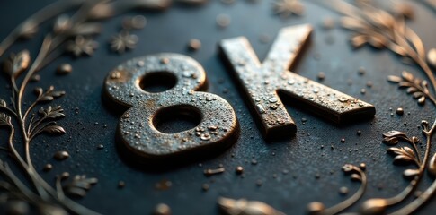 Close-up engraved photo detail, metallic look, contemporary, engraved