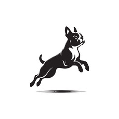 Boston Terrier Dog Silhouette – A charming and energetic canine outline, perfect for digital art, merchandise, T-shirts, dog breed designs, and pet-themed creative projects.
