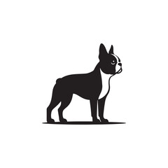 Boston Terrier Dog Silhouette – A charming and energetic canine outline, perfect for digital art, merchandise, T-shirts, dog breed designs, and pet-themed creative projects.
