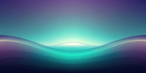Naklejka premium Serene Gradient Waves An Abstract Teal and Purple Landscape Featuring Smooth Curves and Subtle Light Effects