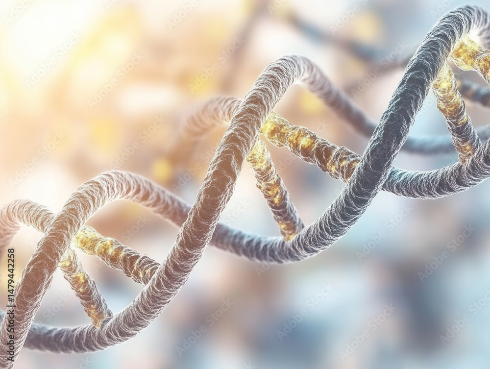 Aufkleber dna molecule helix structure abstract close up view representing genetic code research and science i
