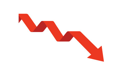 Red Down Arrow Symbolizing Economic Recession or Financial Crisis