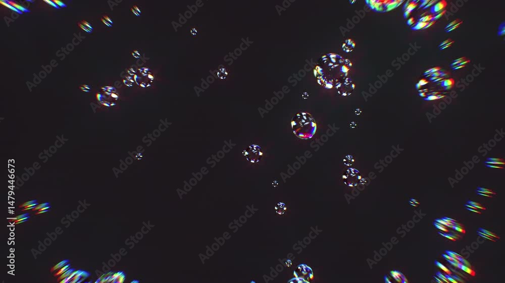 Poster metaball liquid transparent iridescent blobs. 3d rendering abstract multicolor moving flow bubbles w