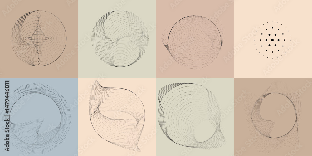 Leinwandbilder halftone dots in circle form .rotate rounded shape vector illustration .rotating circles form a ring
