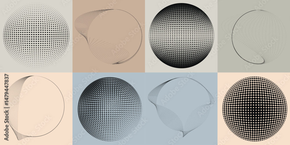 Aufkleber halftone dots in circle form .rotate rounded shape vector illustration .rotating circles form a ring