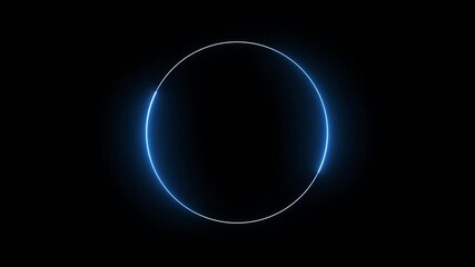 Glowing neon blue circle loading animation in retro style on black background. 4k video - Powered by Adobe