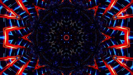Flying through a tunnel of blue and orange metal cubes. Kaleidoscope VJ loop. - Powered by Adobe