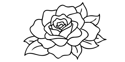 Botanical Rose Petals, Floral Nature Graphic, Beautiful Rose in Full Bloom