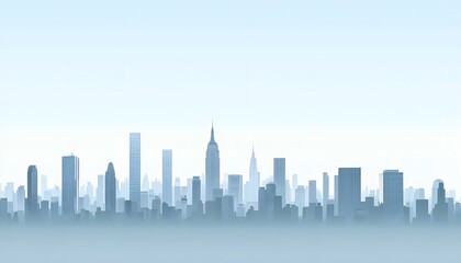 Naklejka premium Pastel cityscape silhouette on a hazy day.