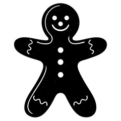 Close up of gingerbread cookie silhouette vector illustration 