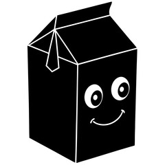 Eggnog carton with eyes and smile silhouette vector illustration 
