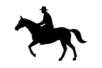 Fototapeta premium Cowboy on Horseback Silhouette, Western Rider Illustration, Equestrian Cowboy Art