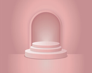 Light Pink Circle Pedestal Podium EPS Vector