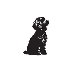 Cavapoo Dog Silhouette – A charming and playful outline of the Cavapoo breed, perfect for digital artwork, pet-themed designs, merchandise, and canine-related creations.
