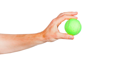 A close-up shot capturing a hand gently holding a vibrant green tennis ball, perfectly showcasing the sport's dynamic essence.